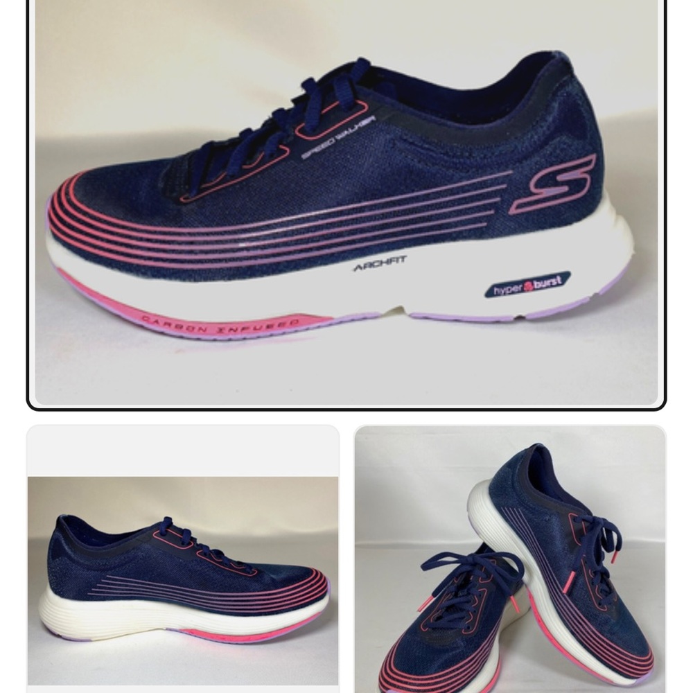 Skechers Blue and Pink Athletic Shoes with Lace-Up Closure